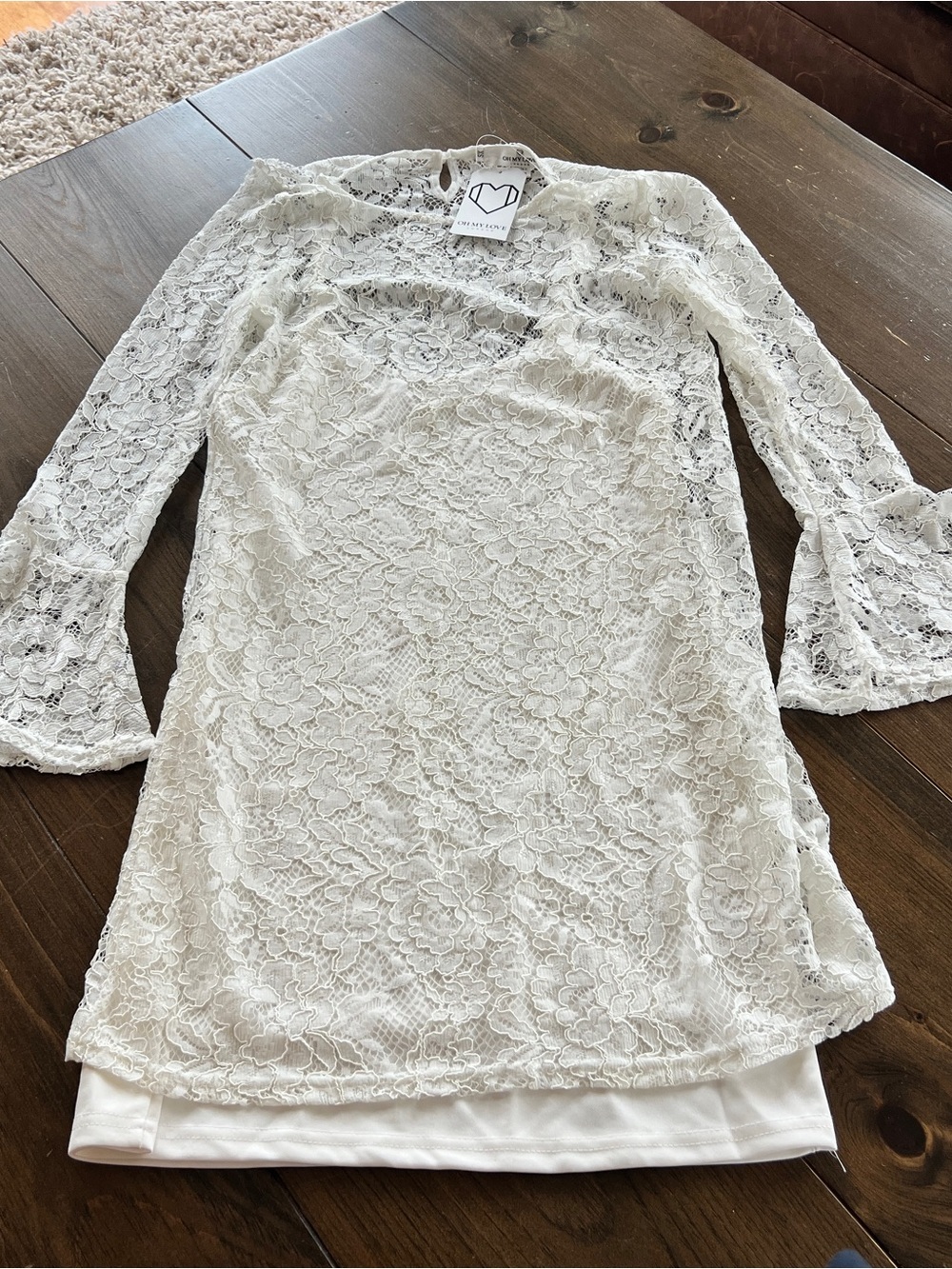 Oh My Love London ivory floral lace mini dress-xs